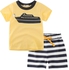 Koolkidzstore Printed T-Shirts Striped Pants 2pcs Suit For Boys 2-10Y (Yellow)
