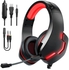 J10 High Quality LED light Gaming Surrounding Headset With Noise Cancelation Microphone USB+3.55mm Jack For PC & Playstation - Black Red
