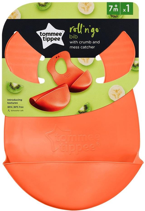 Tommee Tippee - Roll ?N? Go Baby Bib With Crumb And Mess Catcher Soft And Flexible Roll Up Material 6M+- Babystore.ae