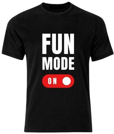 Fun Mode On Graphic Crew Neck Casual Slim-Fit Premium T-Shirt Black