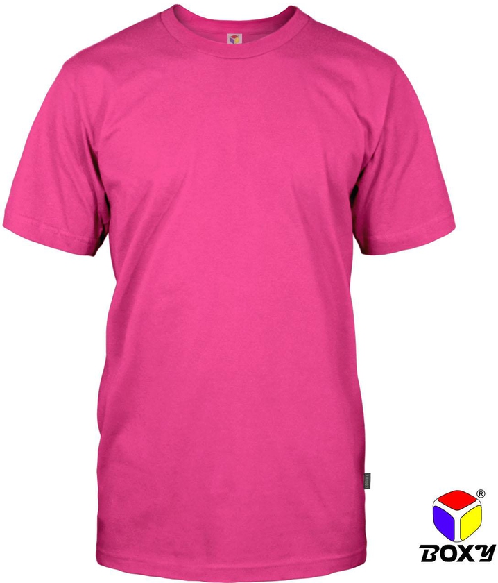 Boxy Microfiber Round Neck Plain T-shirt - 7 Sizes (Pink)