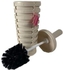 Premium Palm Bathroom Toilet Brush and Holder, Toilet Brush with Long Handle, Toilet Brush with Durable Scrubbing Brush and Inner Container for Easy Clean, BEIGE (Beige)