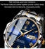 ساعة رجالية فاخرة من الفولاذ المقاوم للصدأ حزام كوارتز مقاوم للماء أزرق