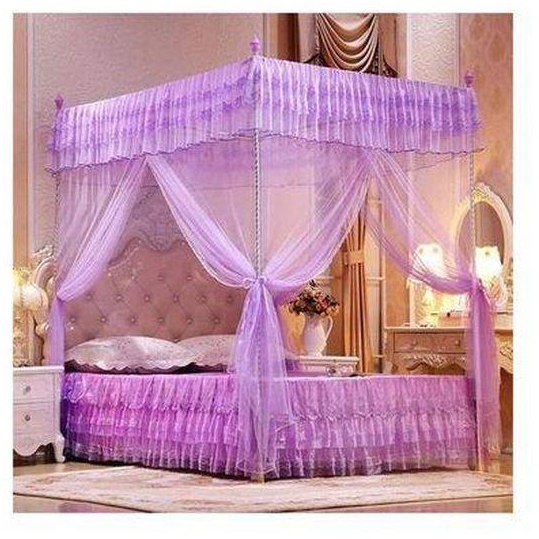 4 By 6 Purple Mosquito Net With Portable Metallic Stand