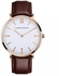 Men Watch Quartz Sports Watch Belt Men's Clock Watch Casual Leather Brown(Rose Gold)