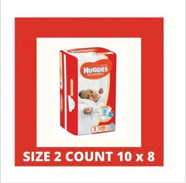 Huggies Dry HUGDP0003 Comfort, Size 2 (3-6Kgs) Count 10 X 8 (8 PACK) 