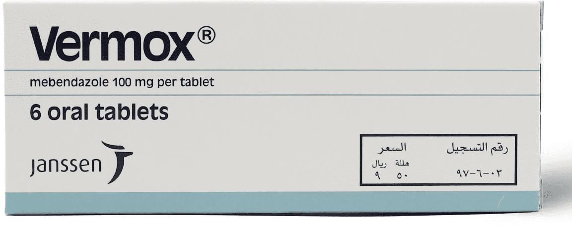 Vermox 100 Mg, Anthelmintics, For Worm Infections - 6 Tablets