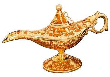 Taslar Vintage Magical Legend Aladdin'S Genie Lamp For Home/Wedding Collectible Fancy Rare Classic Arabian Costume Props Lamp Pot Office Table Decoration & Gift For Party/Birthday (Orange) -- Orange