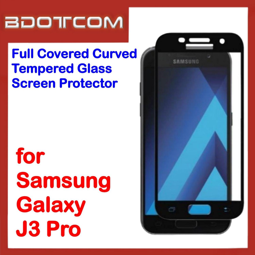 Bdotcom Full Covered Tempered Glass Screen for Samsung Galaxy J3 Pro (Black)