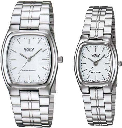 Casio His & Her White Dial Silver Tone Stainless Steel Band Couple Watch [MTP/LTP-1169D-7A]