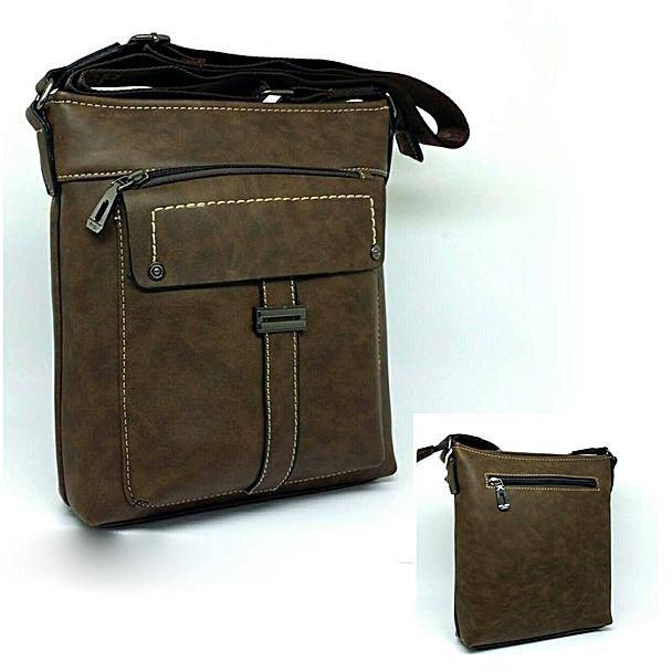 Generic Leather Cross Bag - Men - Dark Brown - BS28