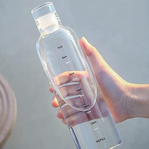 تيمي كير زجاجة مياه زجاجية سعة 500 مل مع غطاء محدد للوقت لشرب الماء والحليب والعصير وكوب بسيط هدية عيد ميلاد (500 مل)