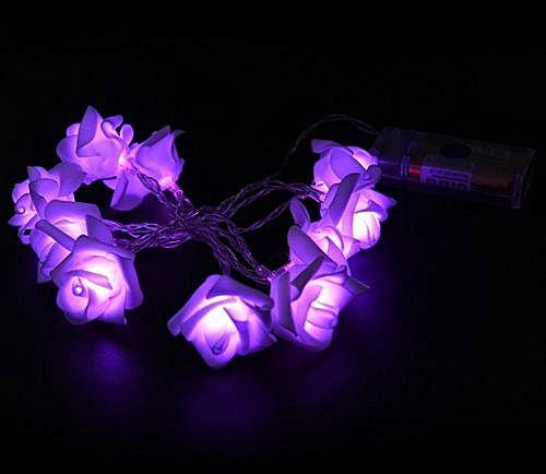 Universal 1.2m 10 Led Lights Decoration Rose Flower Fairy String Lights Lamp For Decoration Supplies Purple