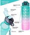 hanso Water Bottle 1L (32OZ), BPA Free Motivational Water Bottle with Time Marker Water Bottle for Kids Anti-slip for Gym, Camping and Outdoor Sports multi colors