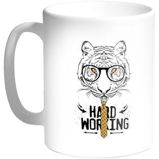Hard Working Printed Coffee Mug White 11ounce