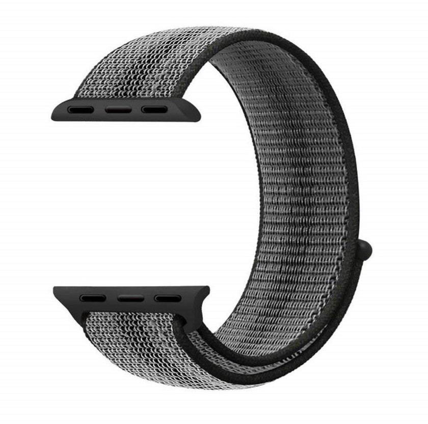 Woven Nylon Apple Watch Sport Loop 42/44MM-Black Strip Grey