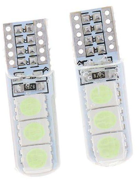 2 Pieces T10 6 LED Car Clearance Dash Interior Light Wedge Ice Blue