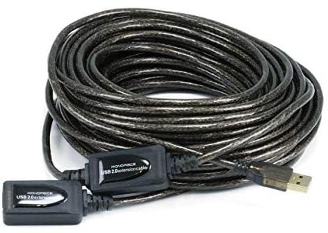Monoprice 65Ft 20M Usb 2.0 A Male To A Female Active Extension/Repeater Cable For Playstation, Xbox, Kinenct, Oculus Vr, Usb Flash Drive, Card Reader, Hard Drive, Keyboard, Printer, Camera And More!