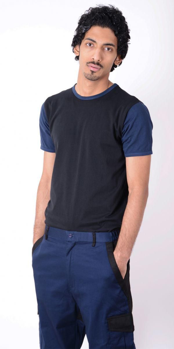 T-Shirt Cotton, Blue And Black, L, Tsco3002