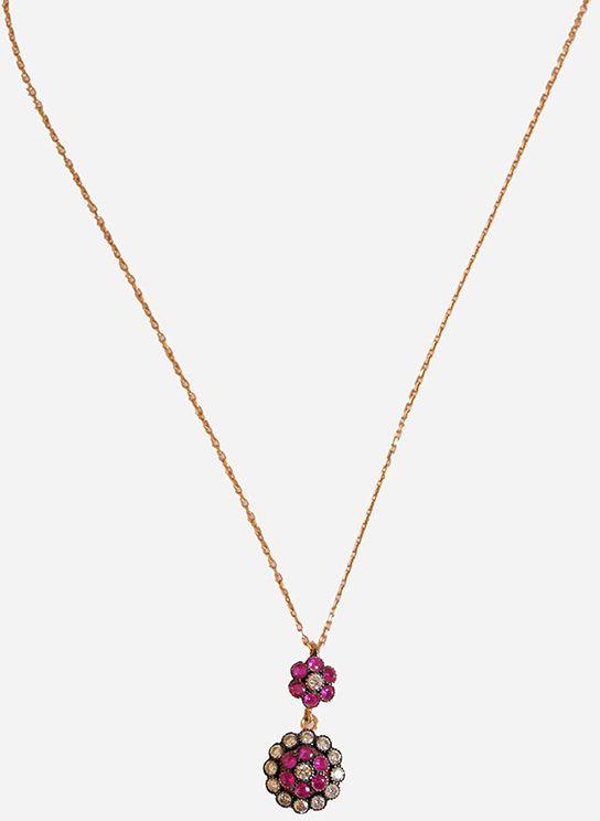 Color Gem Flower Necklace - Gold