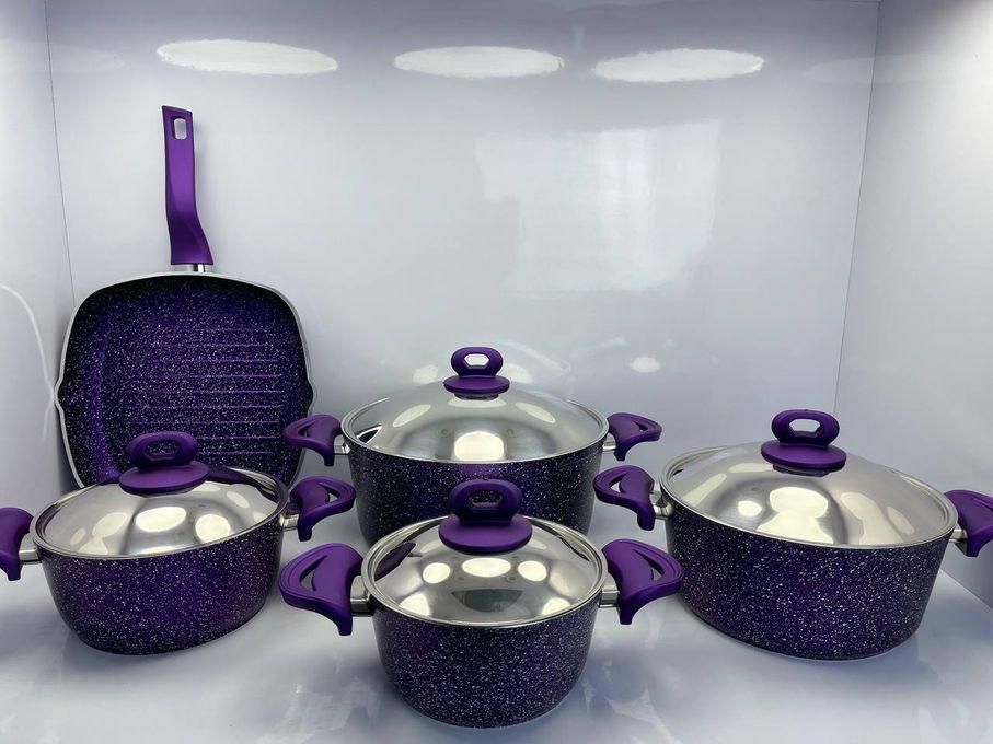 Tema Granite Cookware Set, 9 Pieces, Thickness 4.2 Mm, Tema Brand, High Quality Material
