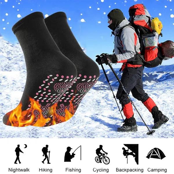 1/2/3/5 Pairs Unisex Winter Warm Self-Heating Health Socks Pain Relief Outdoor Anti-Cold Therapy Magnetic Thermal Stockings for Men/Women