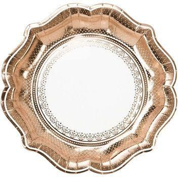 Talking Tables Party Porcelain Rose Gold Foil Plate- Babystore.ae