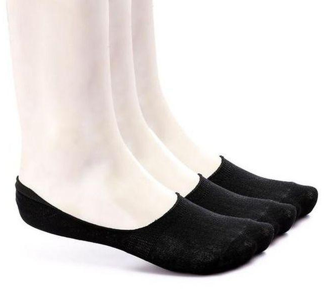 Andora Set Of 3 Solid Invisible Anti Slip Socks - Black