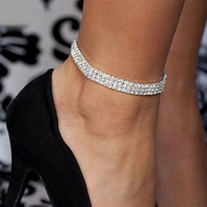 Fashion 3 Row Multilayer Elastic Sparkly Rhinestone Zircon Diamond Crystal Anklet Bracelet