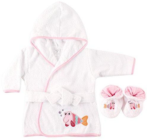 Luvable Friends Woven Terry Baby Bath Robe with Slippers, Fish