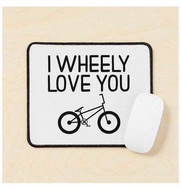 I Wheely Love You Valentine Bmx Bike Mouse Pad Multicolour