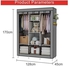 Portable Bedroom Wardrobe Grey/White 130x175x45cm