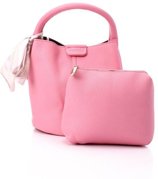 Mr Joe Decorative Bow Bucket Bag Comes With Pocket - Pink