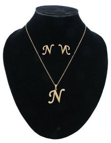 Letter N Pendant, Earrings And Necklace