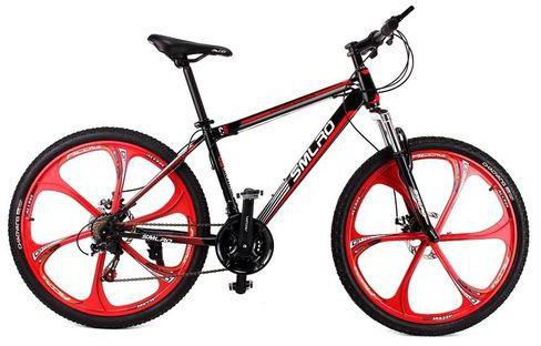 Universal SMLRO MTB Mountain Bike 21 Speed 26 Inch High Carbon Steel Frame Damping Bicycle Red+black