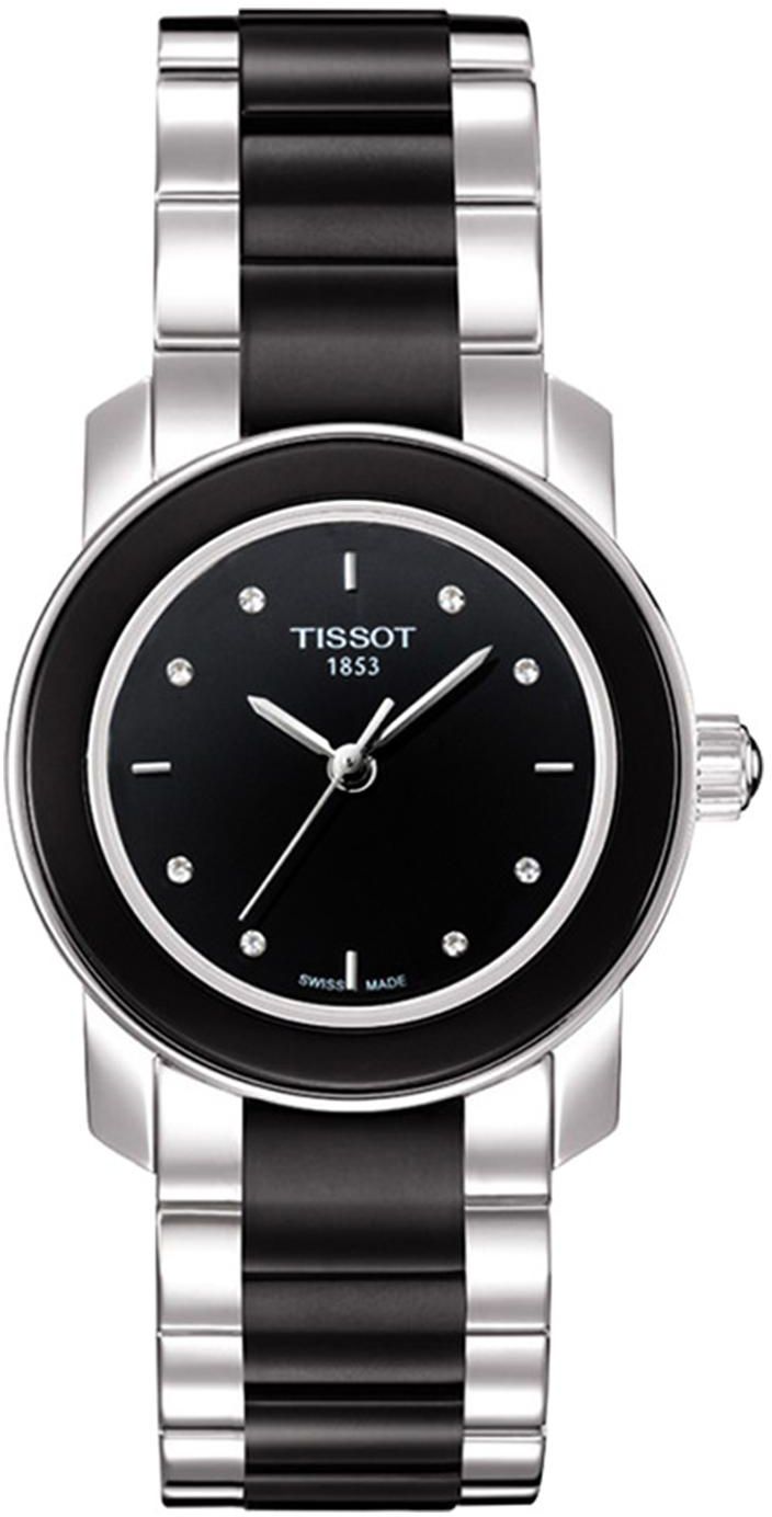 Tissot Women's Diamond T Classic Tradition Black Dial Two Tone Bracelet Analog Watch