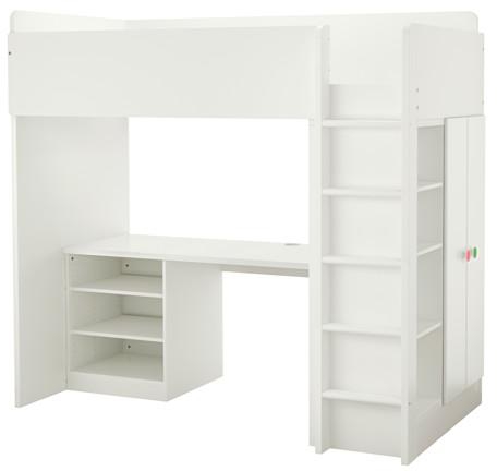 STUVA / FÖLJA Loft bed combo w 2 shelves/2 doors, white