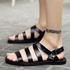 FLANGESIO EUR Size 38-46 Summer Mens Shoes Leather Men Sandals High Quality Buckle Gladiator Sandals For Men