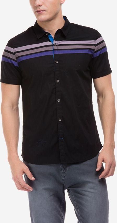 Ravin Striped Shirt - Black