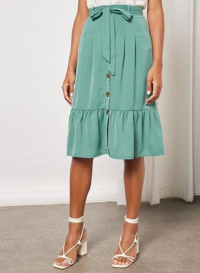 تنورة كاجوال بتصميم سادة أخضر