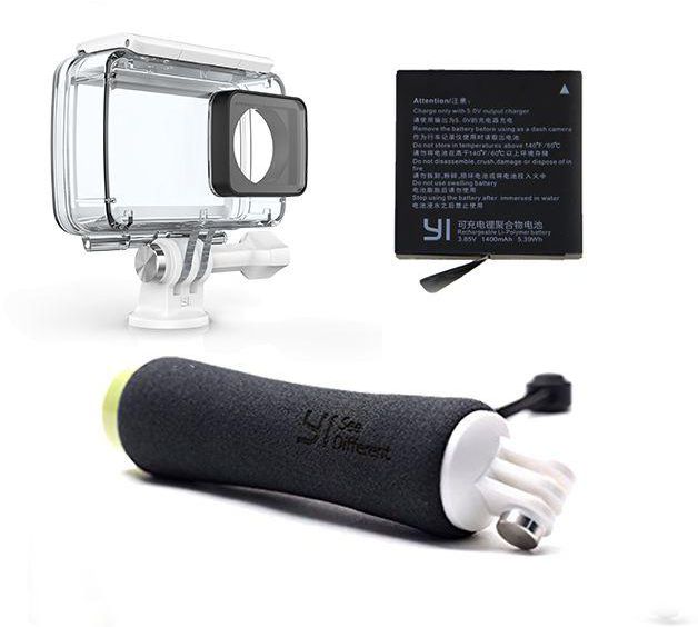YI Waterproof Housing Case, YI Neon Green Base Floating Grip and Battery For YI 4K Action Camera