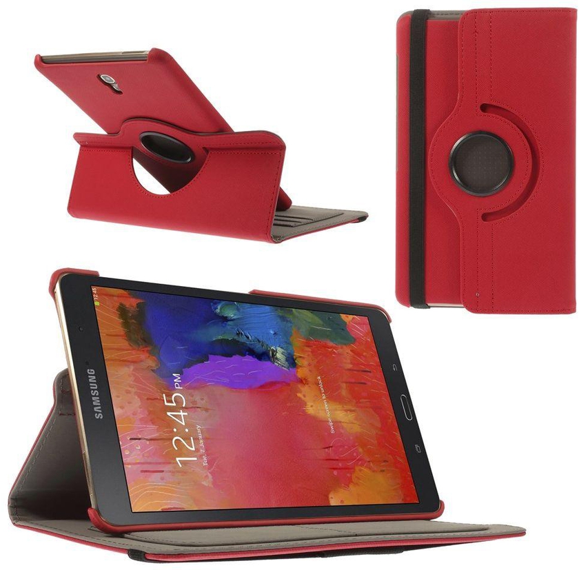 Rotary Twill Cloth Coated Wallet Leather Shell for Samsung Galaxy Tab S 8.4 T700 T705 - Red