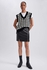 Defacto A Cut Faux Leather Normal Waist Mini Knitted Skirt