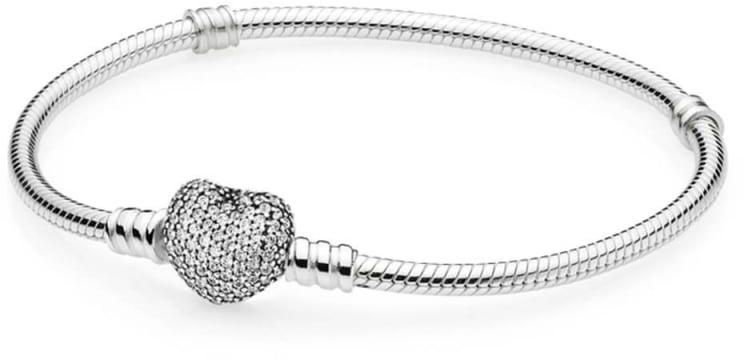 Freedomtoshop Moment silver bracelet with pave heart clasp - 16cm