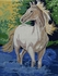 "White Horse In The River" Canvas Wall Tapestries