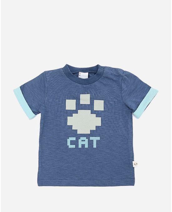 Coccodrillo Girls "Cat" Printed T-Shirt - Teal Blue