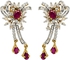 Raw Ruby's with AA Grade CZ Stones Yellow Gold Plated Pendant Set [GG85]