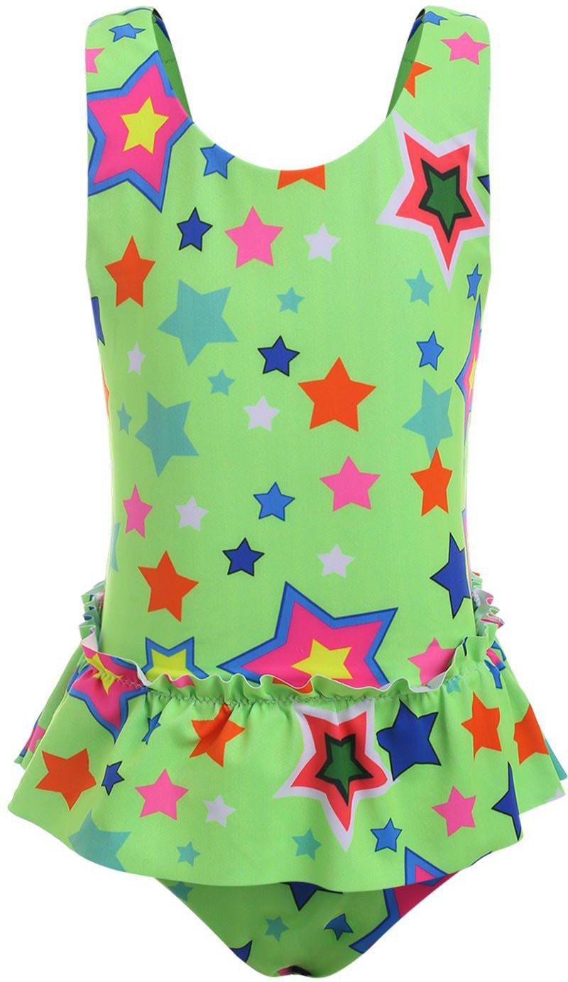 Neon Star Print Girls One-piece Swimsuit - 36
