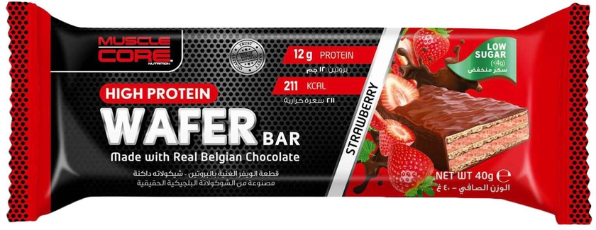 Muscle Core Nutrition Strawberry Flavour High Protein Wafer Bar 40g
