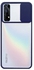 StraTG Clear And Dark Blue Case With Sliding Camera Protector For Realme 7 - Stylish And Protective Smartphone Case
